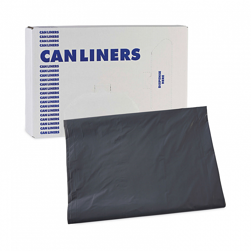 Linear Low Density Industrial Can Liners, 60 gal, 1.3 mil, 38" x 58", Gray, Flat Pack, 100/Carton (G3858G)