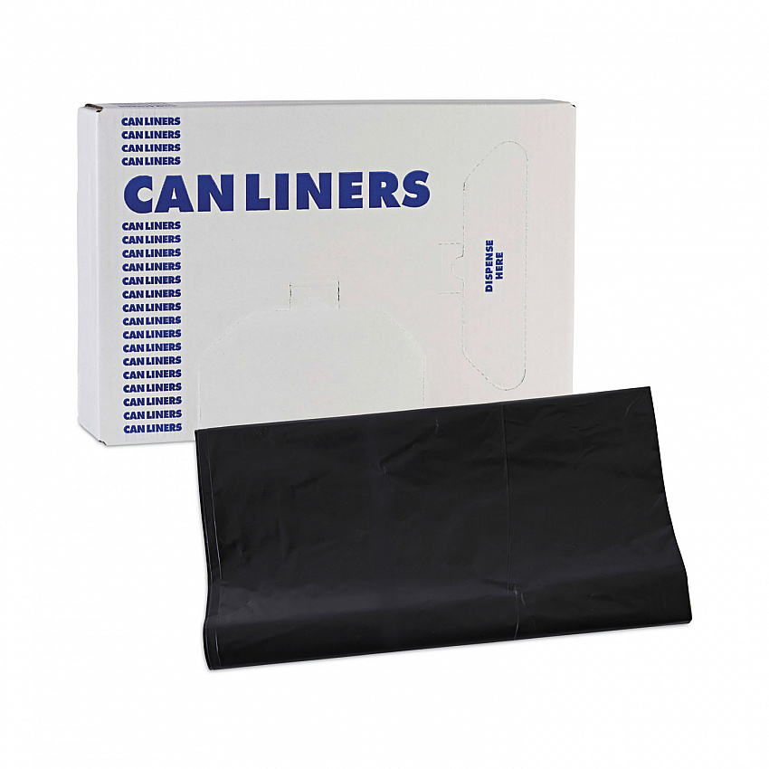 Linear Low Density Industrial Can Liners, 56 gal, 1.7 mil, 43" x 47", Black, Flat Pack, 100/Carton (G4347HBL)