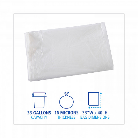 High Density Industrial Can Liners Flat Pack, 33 gal, 16 mic, 33