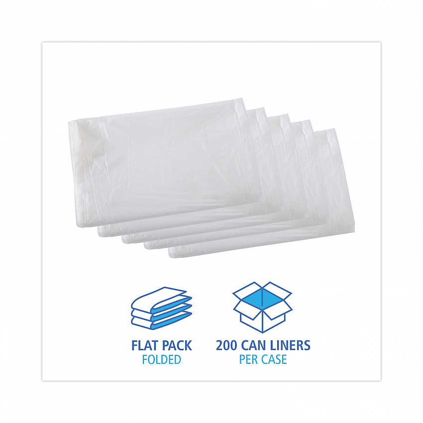 High Density Industrial Can Liners Flat Pack, 33 gal, 16 mic, 33" x 40", Natural, Flat Pack, 200/Carton (H3340S)