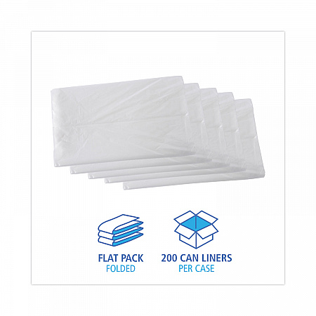 High Density Industrial Can Liners Flat Pack, 45 gal, 16 mic, 40