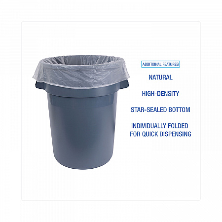 High Density Industrial Can Liners Flat Pack, 45 gal, 16 mic, 40
