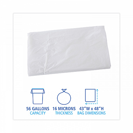 High Density Industrial Can Liners Flat Pack, 56 gal, 16 mic, 43