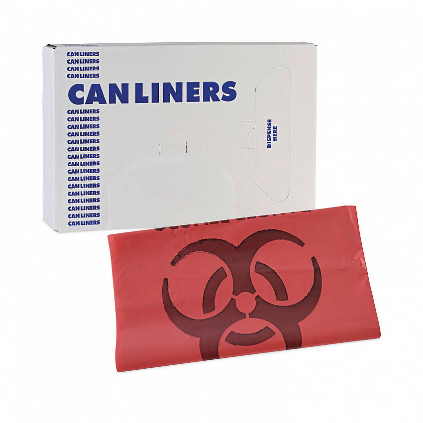 Linear Low Density Health Care Trash Can Liners, 33 gal, 1.3 mil, 33" x 39", Red, Flat Pack, 150/Carton (IW3339R)