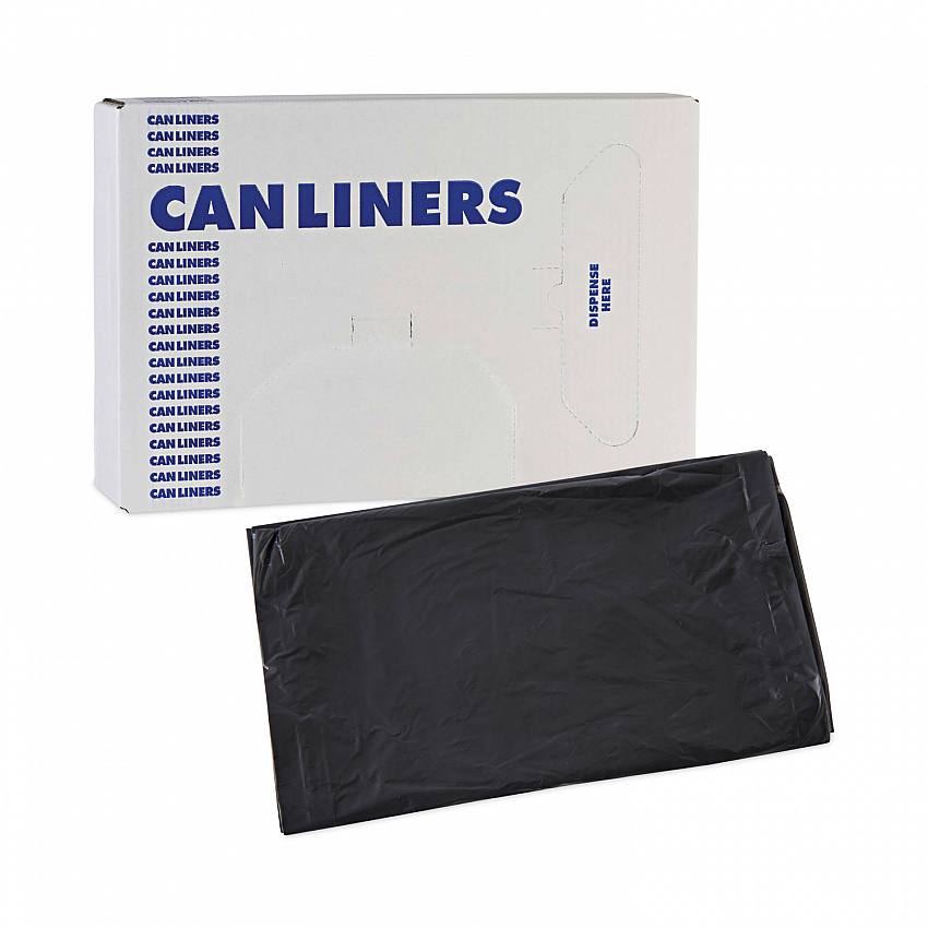 Linear Low Density Industrial Can Liners, 30 gal, 0.65 mil, 30" x 36", Black, Flat Pack, 200/Carton (L3036H)