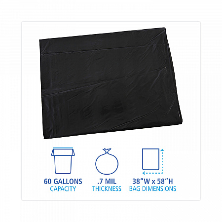 Linear Low Density Industrial Can Liners, 60 gal, 0.7 mil, 38