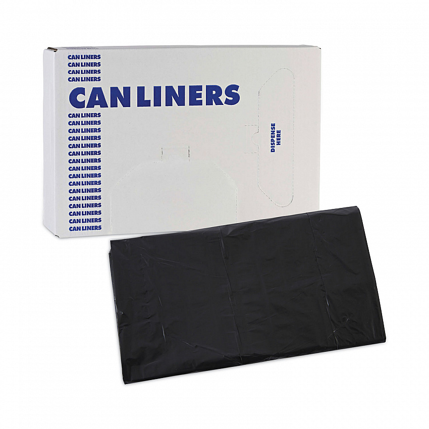Linear Low Density Industrial Can Liners, 45 gal, 0.7 mil, 40" x 46", Black, Flat Pack, 100/Carton (L4046H)