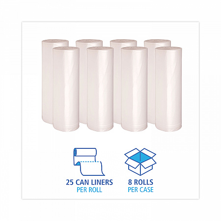 High Density Industrial Can Liners Coreless Rolls, 60 gal, 16 mic, 38