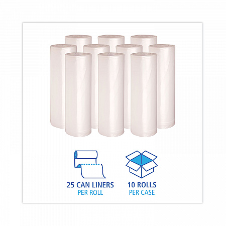 High Density Industrial Can Liners Coreless Rolls, 45 gal, 13 mic, 40