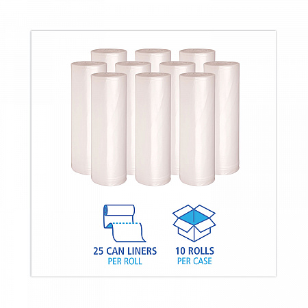 High Density Industrial Can Liners Coreless Rolls, 45 gal, 16 mic, 40