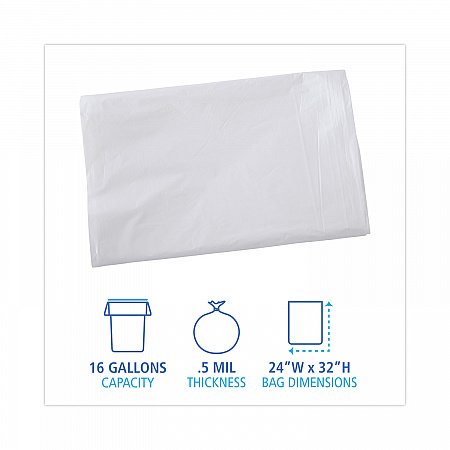 Linear Low Density Industrial Can Liners, 16 gal, 0.5 mil, 24