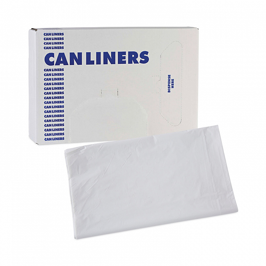 Linear Low Density Industrial Can Liners, 33 gal, 0.9 mil, 33" x 39", White, Flat Pack, 100/Carton (W3339X)
