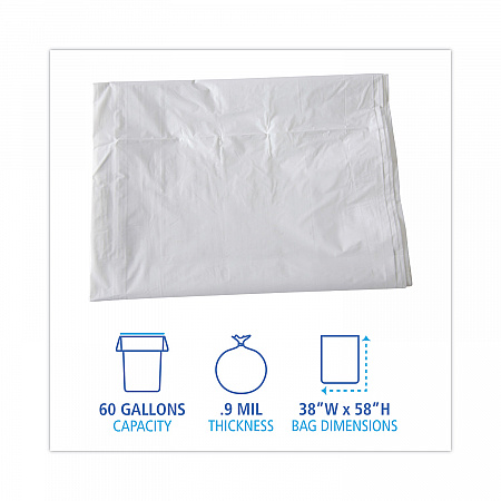 Linear Low Density Industrial Can Liners, 60 gal, 0.9 mil, 38
