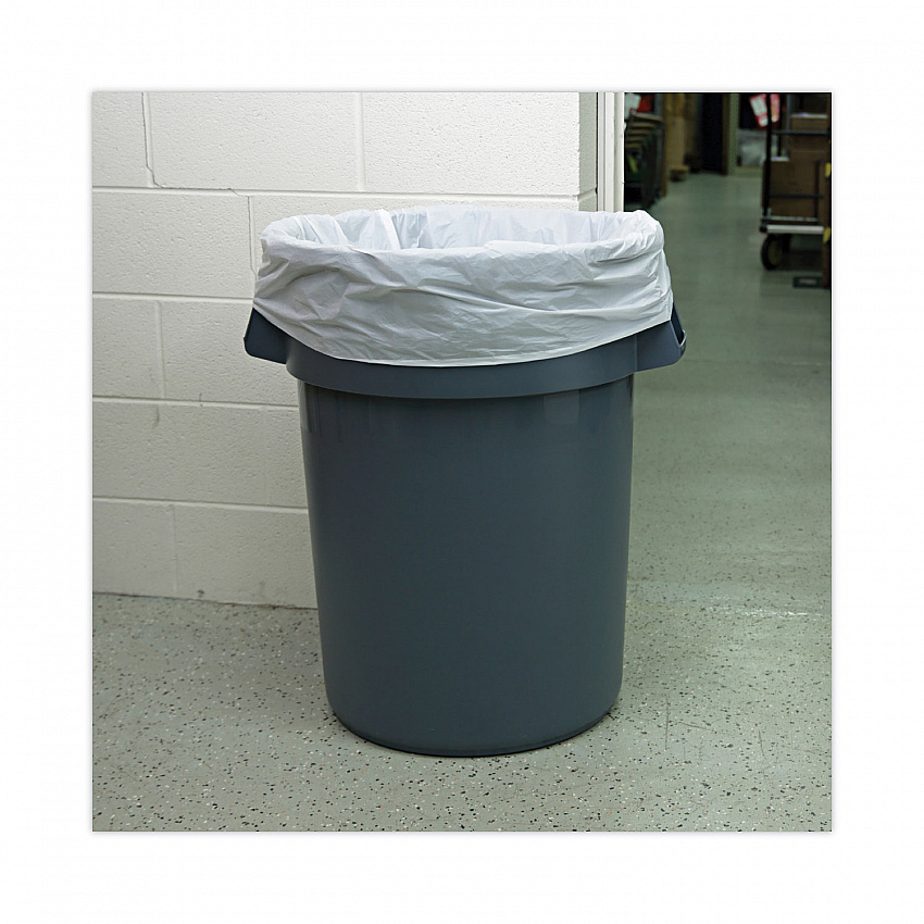 Linear Low Density Industrial Can Liners, 45 gal, 0.9 mil, 40" x 46", White, Flat Pack, 100/Carton (W4046X)