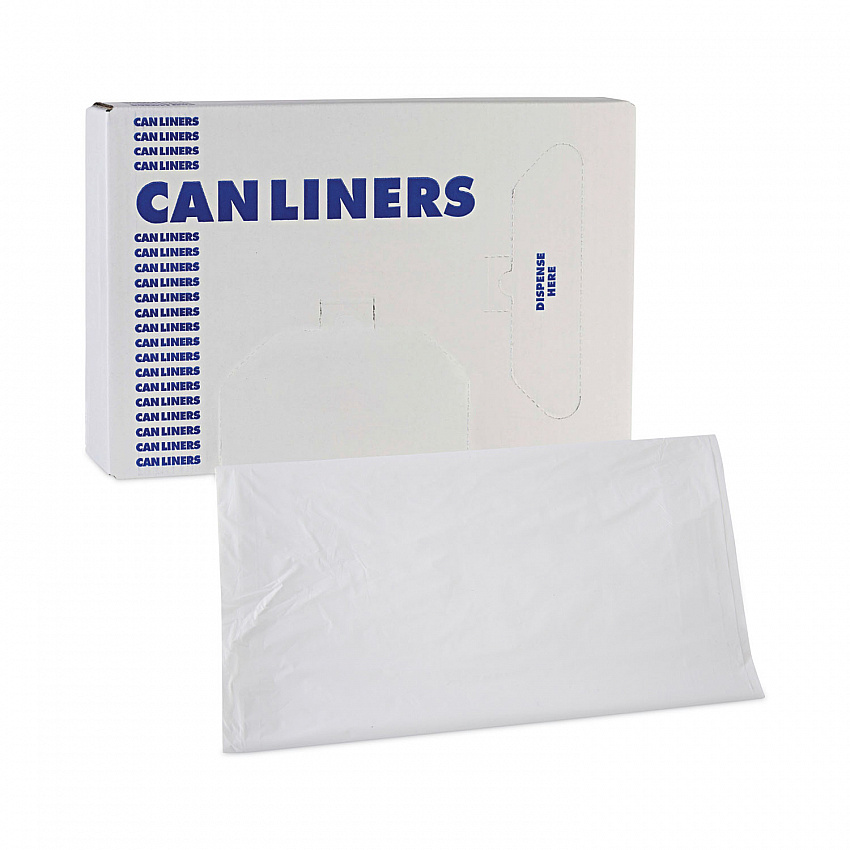 Linear Low Density Industrial Can Liners, 45 gal, 0.9 mil, 40" x 46", White, Flat Pack, 100/Carton (W4046X)