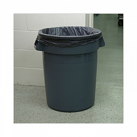 Round Waste Receptacle, 32 gal, Linear-Low-Density Polyethylene, Gray (32GLWRGRA)
