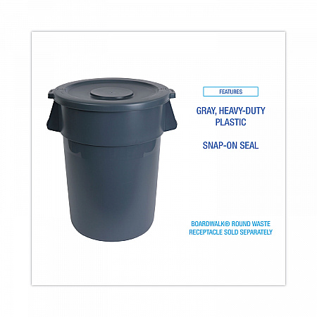 Lids for 32 gal Waste Receptacle, Flat-Top, Round, Plastic, Gray (32GLWRLIDG)
