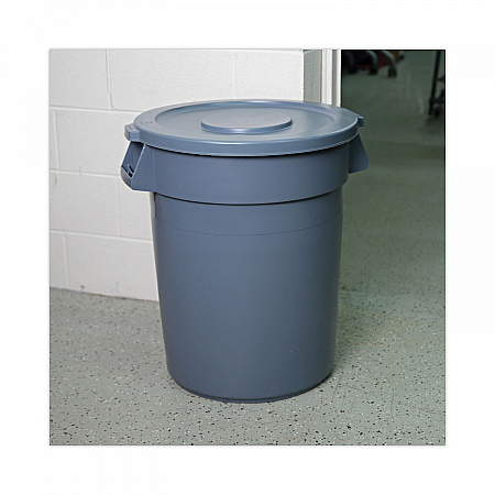Lids for 32 gal Waste Receptacle, Flat-Top, Round, Plastic, Gray (32GLWRLIDG)