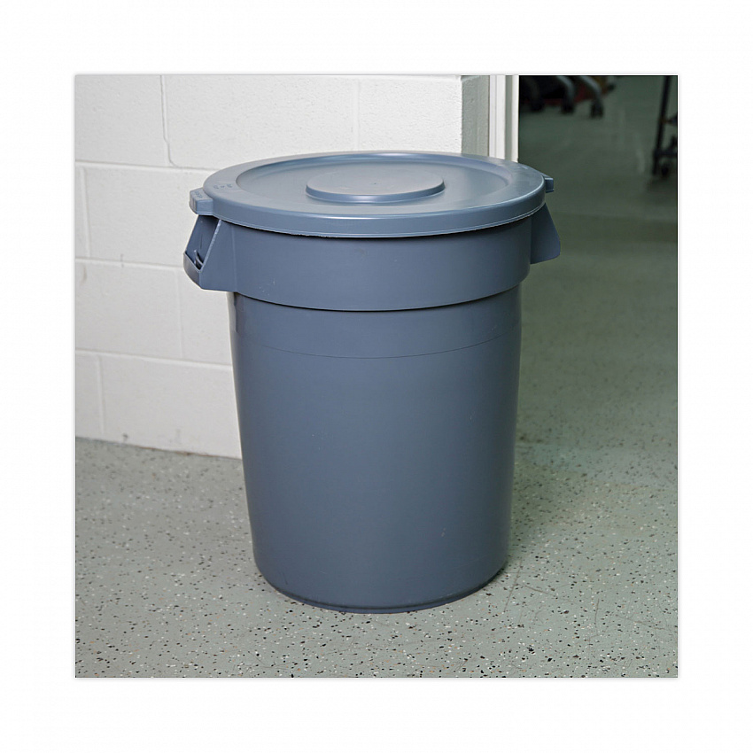 Lids for 32 gal Waste Receptacle, Flat-Top, Round, Plastic, Gray (32GLWRLIDG)