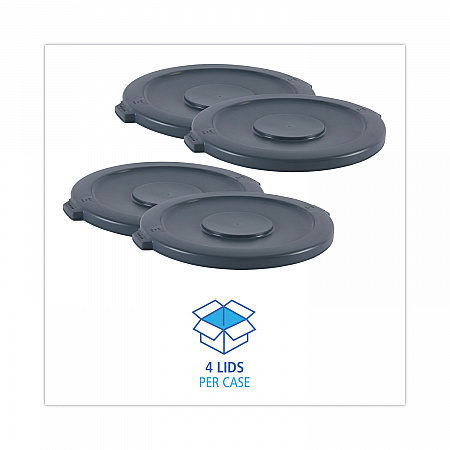 Lids for 44 gal Waste Receptacles, Flat-Top, Round, Plastic Gray (44GLWRLIDGRA)