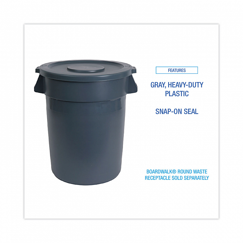 Lids for 44 gal Waste Receptacles, Flat-Top, Round, Plastic Gray (44GLWRLIDGRA)