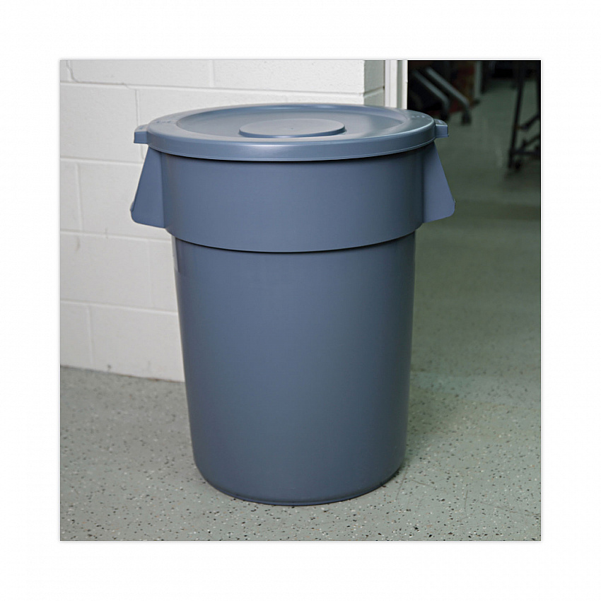 Lids for 44 gal Waste Receptacles, Flat-Top, Round, Plastic Gray (44GLWRLIDGRA)