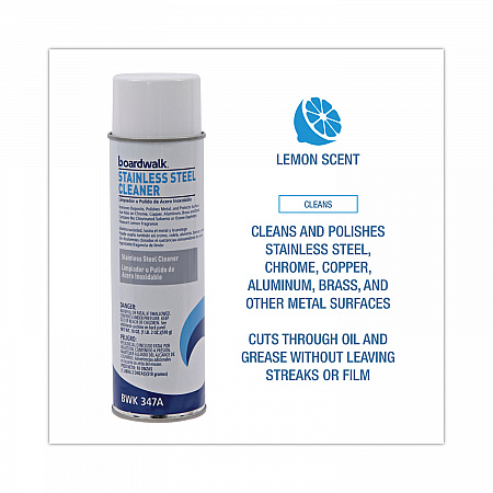 Stainless Steel Cleaner and Polish, Water-in-Oil Based, 16 oz Aerosol Spray (347AEA)