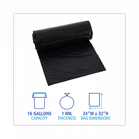 Low-Density Waste Can Liners, 16 gal, 1 mil, 24