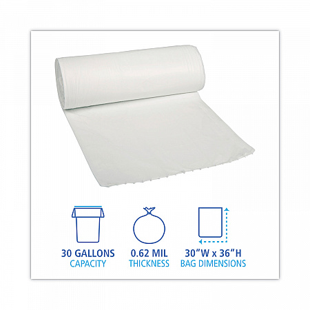 Low-Density Waste Can Liners, 30 gal, 0.5 mil, 30