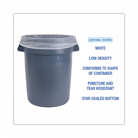 Low-Density Waste Can Liners, 30 gal, 0.5 mil, 30