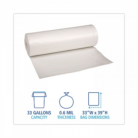 Low-Density Waste Can Liners, 33 gal, 0.6 mil, 33