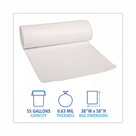 Low-Density Waste Can Liners, 60 gal, 0.5 mil, 38