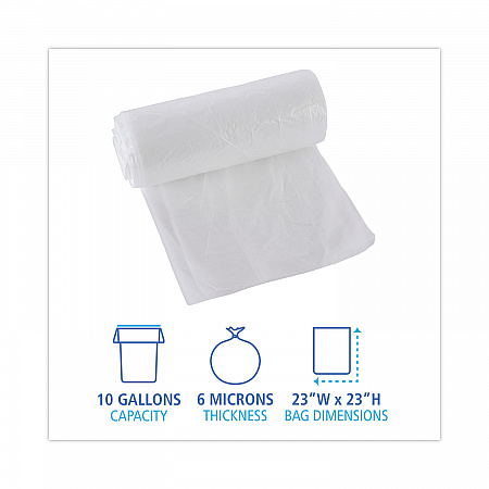 High-Density Can Liners, 10 gal, 6 mic, 24