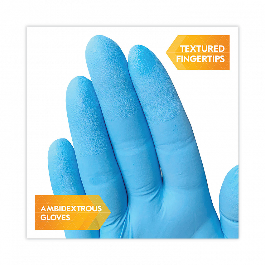 G10 Comfort Plus Blue Nitrile Gloves, Powder-Free, X-Large, 4 mil Thick, 9.5" Long, Light Blue, 100/Box, 10 Boxes/Carton (54189CT)