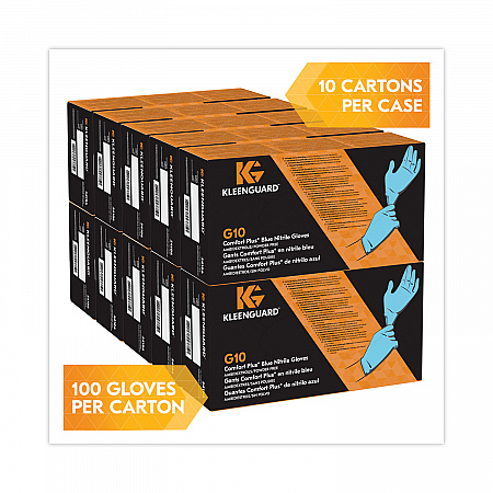 G10 Comfort Plus Blue Nitrile Gloves, Powder-Free, Small, 4 mil Thick, 9.5