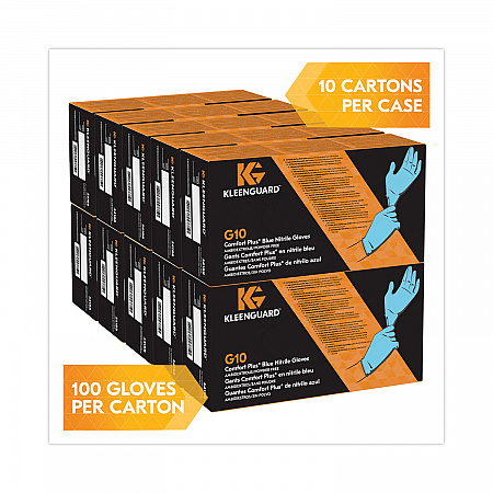G10 Comfort Plus Blue Nitrile Gloves, Powder-Free, Large, 4 mil Thick, 9.5