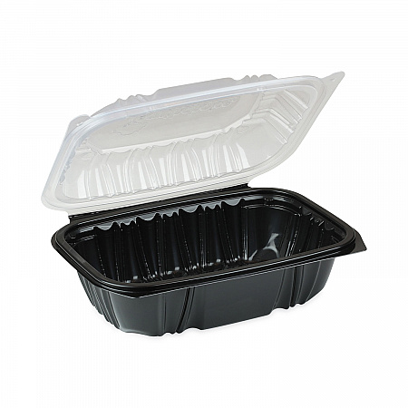EarthChoice Vented Dual Color Microwavable Hinged Lid Container, 34 oz, 9 x 6 x 3.1, Black/Clear, Plastic, 140/Carton (DC961000B000)