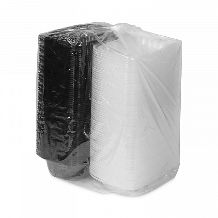 EarthChoice Vented Dual Color Microwavable Hinged Lid Container, 34 oz, 9 x 6 x 3.1, Black/Clear, Plastic, 140/Carton (DC961000B000)