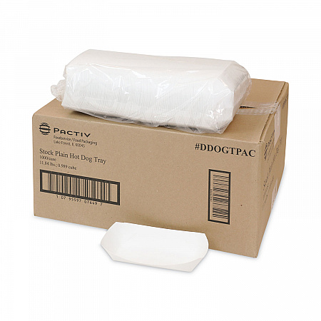 Paperboard Boat Basket, Hot Dog Tray with Perforations, 7 x 1.75 x 1.4, White, Paper, 1,000/Carton (DDOGTPAC)