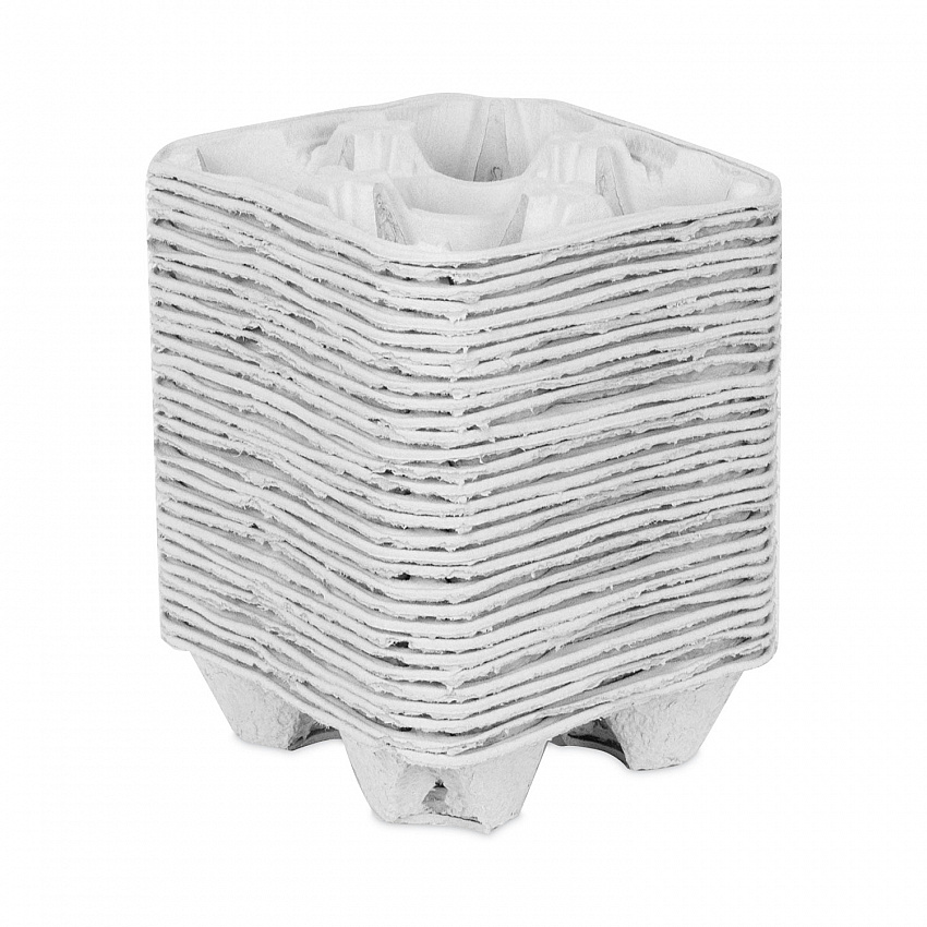 EarthChoice Carry-Safe Beverage Carrier, 8 oz to 32 oz, Four Cups + Food Tray, Natural, 300/Carton (M510032)