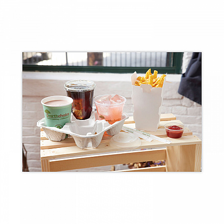EarthChoice Carry-Safe Beverage Carrier, 8 oz to 32 oz, Four Cups + Food Tray, Natural, 300/Carton (M510032)
