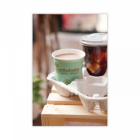 EarthChoice Carry-Safe Beverage Carrier, 8 oz to 32 oz, Four Cups + Food Tray, Natural, 300/Carton (M510032)