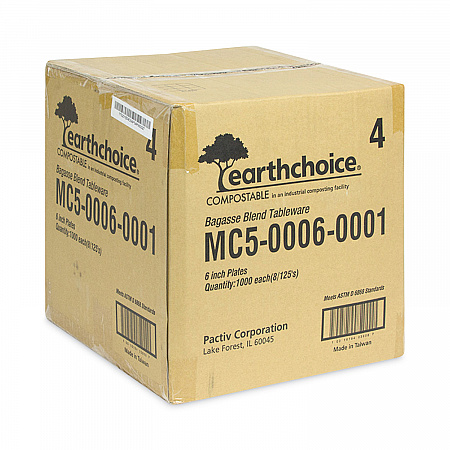 EarthChoice Compostable Fiber-Blend Bagasse Dinnerware, Plate, Sugarcane, 6