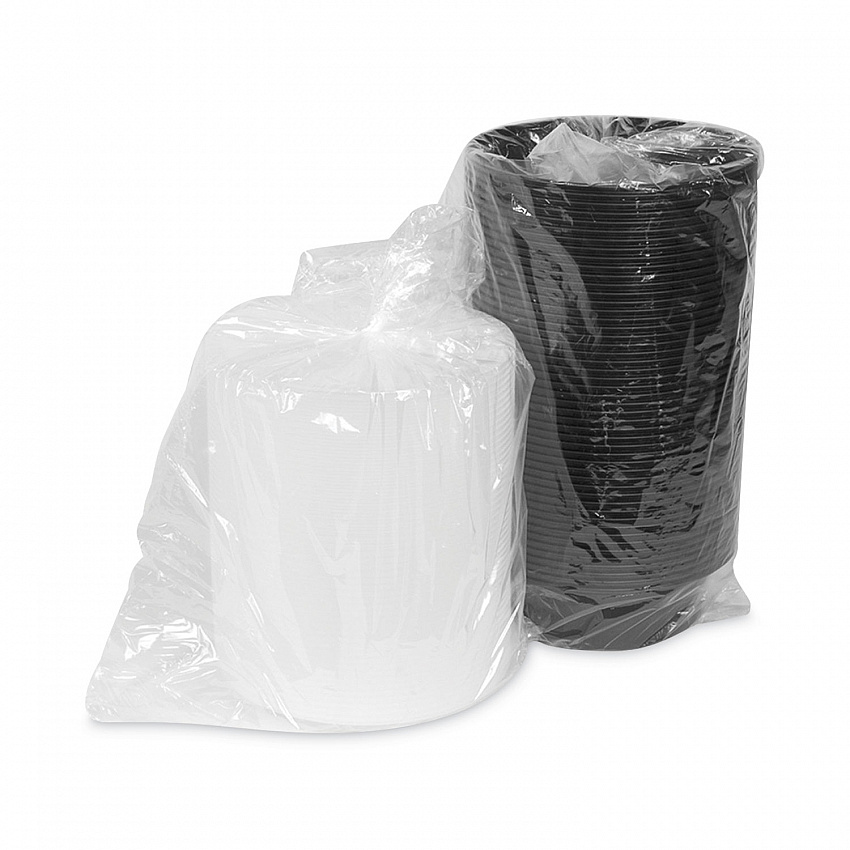Newspring VERSAtainer Microwavable Containers, 32 oz, 7" Diameter x 2.25" h, Black/Clear, Plastic, 150/Carton (NC729B)