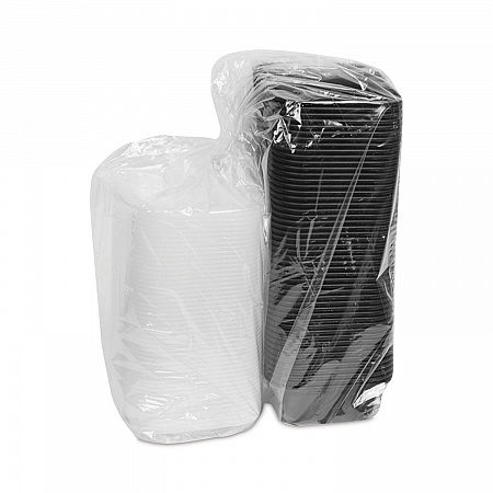 Newspring VERSAtainer Microwavable Containers, 12 oz, 5.8 x 4.6 x 2.3, Black/Clear, Plastic, 150/Carton (NC818B)