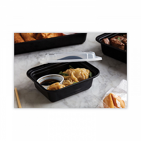 Newspring VERSAtainer Microwavable Containers, 12 oz, 5.8 x 4.6 x 2.3, Black/Clear, Plastic, 150/Carton (NC818B)