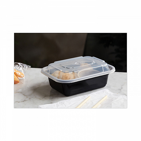 Newspring VERSAtainer Microwavable Containers, 12 oz, 5.8 x 4.6 x 2.3, Black/Clear, Plastic, 150/Carton (NC818B)