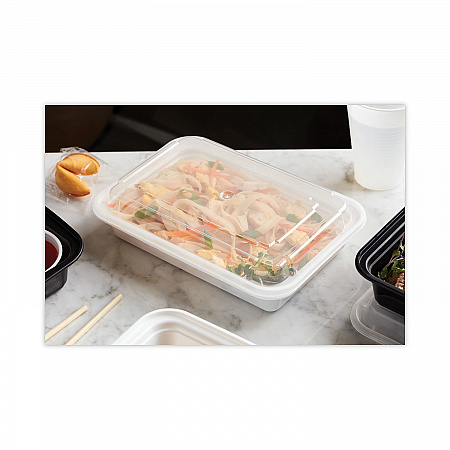 Newspring VERSAtainer Microwavable Containers, 24 oz, 7.4 x 5 x 2.5, White/Clear, Plastic, 150/Carton (NC838)