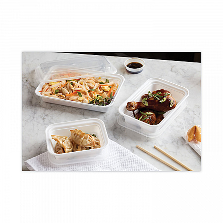 Newspring VERSAtainer Microwavable Containers, 24 oz, 7.4 x 5 x 2.5, White/Clear, Plastic, 150/Carton (NC838)