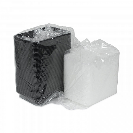 Newspring VERSAtainer Microwavable Containers, 28 oz, 8.8 x 6 x 2, Black Base/Clear Lid, Plastic, 150/Carton (NC868B)
